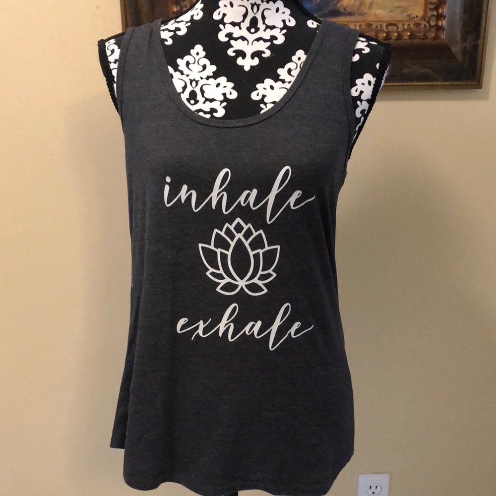 🪷 Inhale Exhale inspirational script printed front Tank